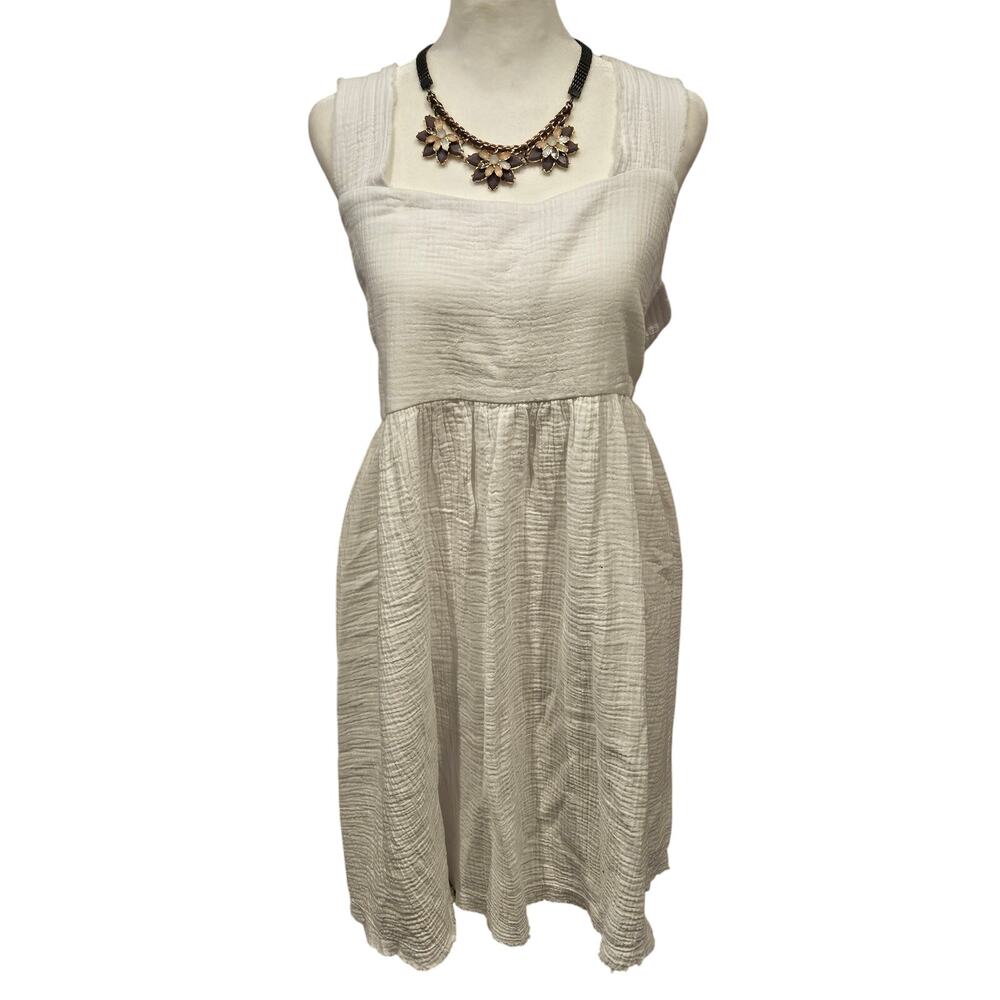 Natural Life Tricia Mini Dress white gauzy cotton womens XL boho coastal garden